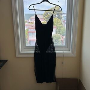 Black bodysuit mesh dress